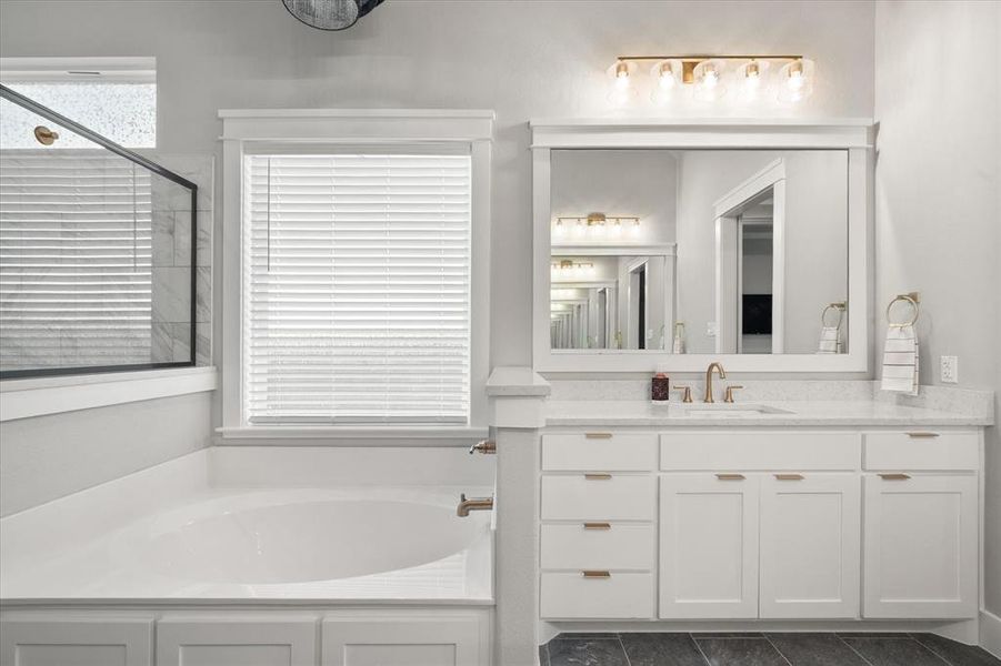 Separate soaking tub & shower