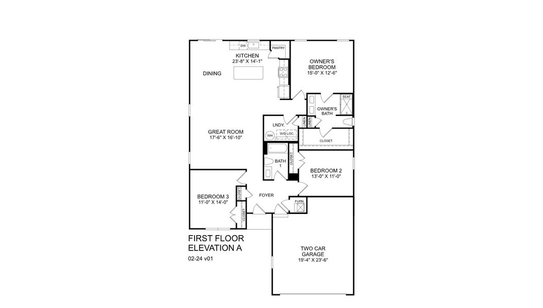 2D floor plan layout for the Eden Cay by Ryan Homes in Beacon Point at New Hampstead, Savannah, GA (Image 2).