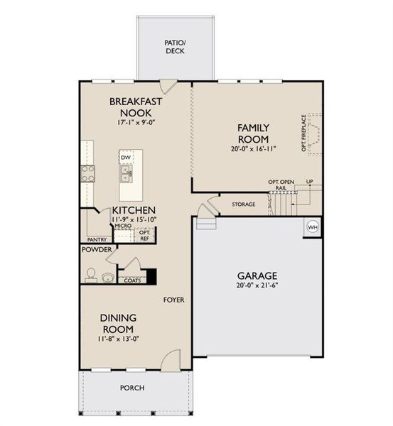 2D floor plan layout of this home in The Estates at Casteel, Bethlehem, GA (Image 5).
