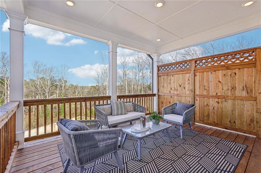 Exterior details and patio area of a home in Millcroft Townhomes, Buford (Image 3). Exterior details and patio area of a home in Millcroft Townhomes, Buford (Image 3).