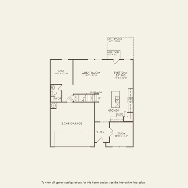 2D floor plan layout for the Hampton by Pulte Homes in Solserra, Shallotte, NC (Image 4).