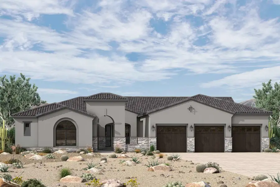 Representative exterior photo of a completed home built from the The Ocotillo by David Weekley Homes in Preserve Ranch, Scottsdale, AZ (Image 4).