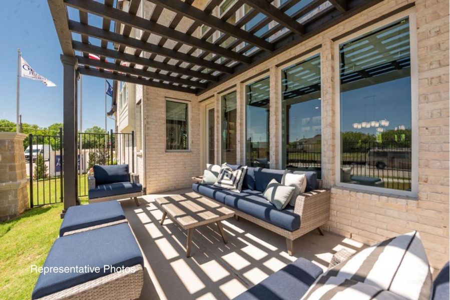 Exterior details and patio area of a home in Edgewater, Fate (Image 2). Exterior details and patio area of a home in Edgewater, Fate (Image 2).