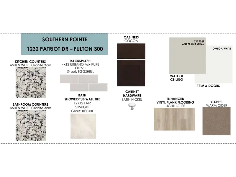 Sample of building materials used in homes in Southern Pointe, College Station (Image 4).