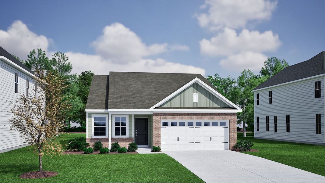 Representative exterior photo of a completed home built from the Howard - Genesis Value Collection by Mungo Homes in Willowbrook, Shelby, NC (Image 7).