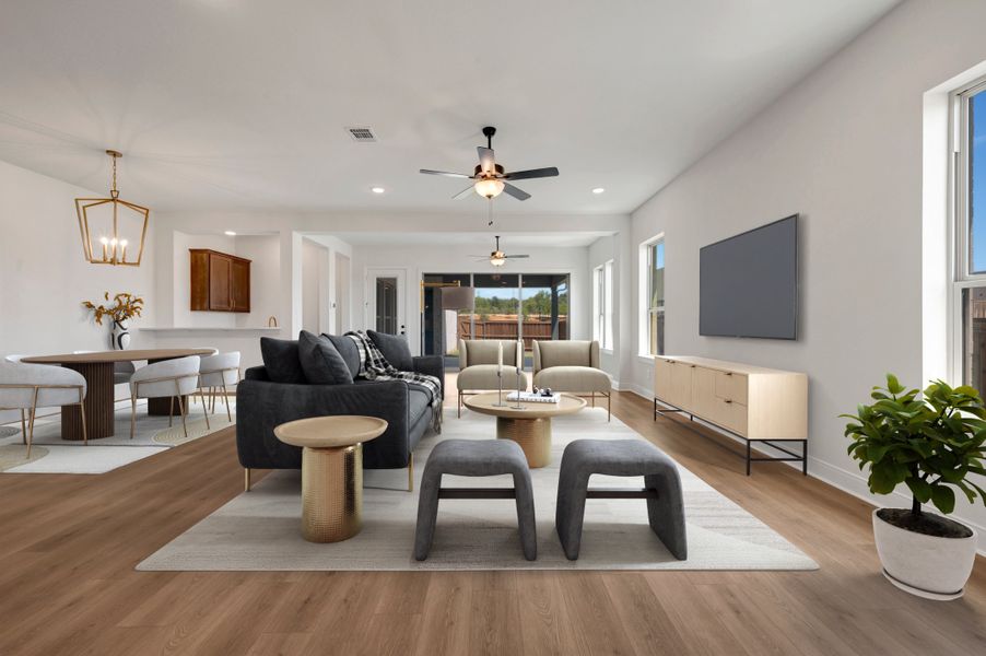 Furnished interior view inside a new home in Elements at Viridian - Traditional Series, Arlington (Image 6). Furnished interior view inside a new home in Elements at Viridian - Traditional Series, Arlington (Image 6).