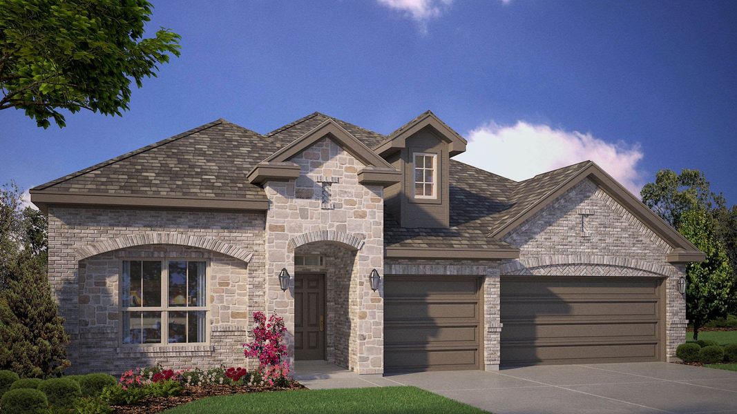 Representative exterior photo of a completed home built from the Brock by D.R. Horton in Lakeview Pointe, Grand Prairie, TX (Image 25).