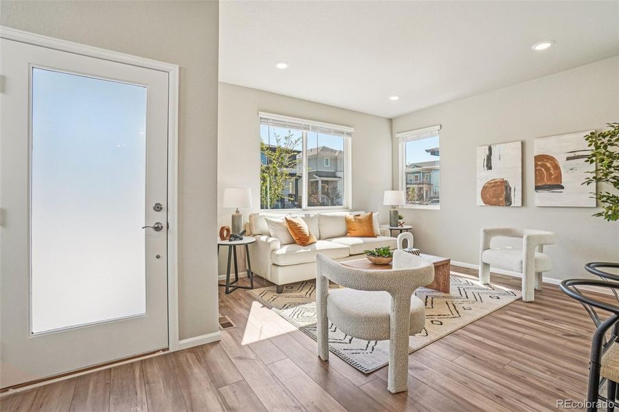 Furnished interior view inside a new home in Woodrose at Painted Prairie, Aurora (Image 15).