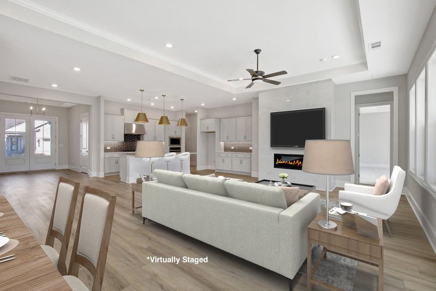 Model | Staged Great Room to Kitchen