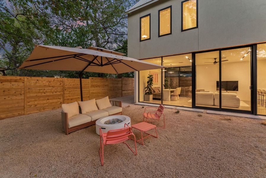 Exterior details and patio area of a home in , Austin (Image 27). Exterior details and patio area of a home in , Austin (Image 27).
