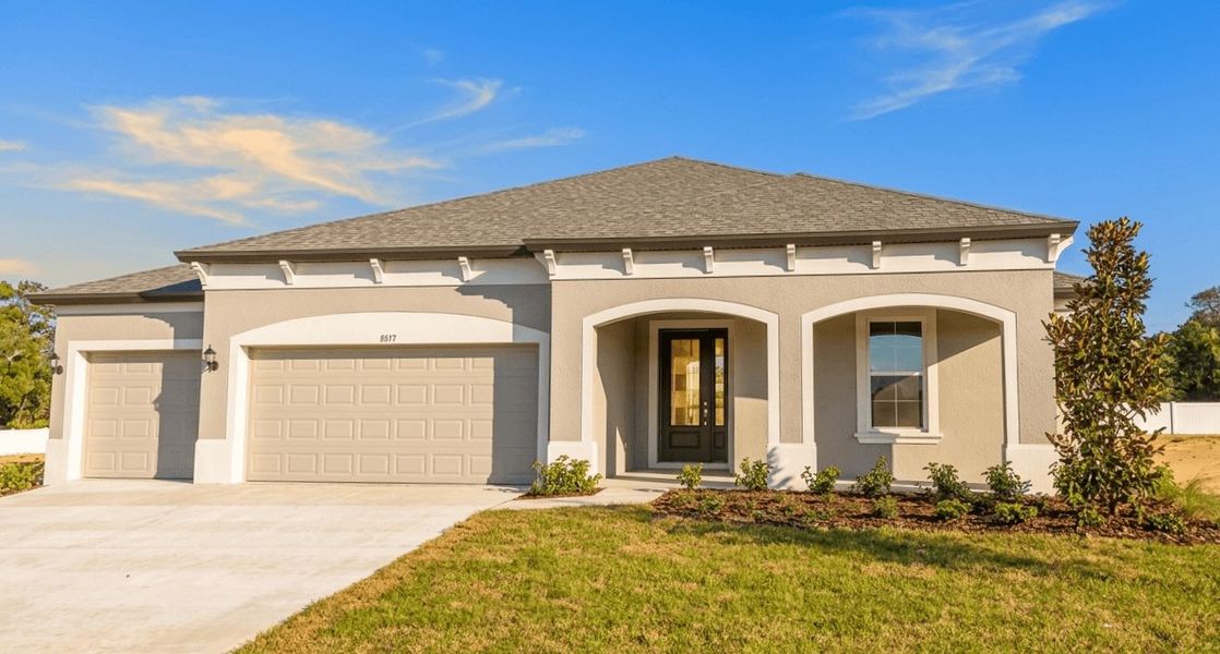 Representative exterior photo of a completed home built from the Sapphire by William Ryan Homes in River Preserve Estates, Parrish, FL (Image 21). Representative exterior photo of a completed home built from the Sapphire by William Ryan Homes in River Preserve Estates, Parrish, FL (Image 21).