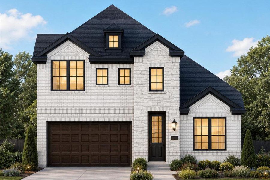 Representative exterior photo of a completed home built from the American Home - Executive Platinum by Grand Homes in Edgewater, Fate, TX (Image 10).