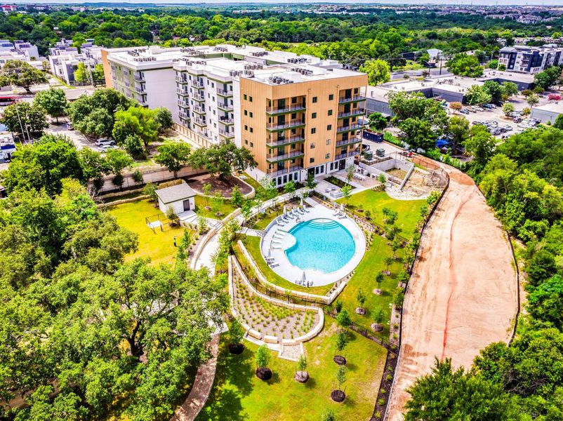 Drone / aerial view of the property and pool area Drone / aerial view of the property and pool area