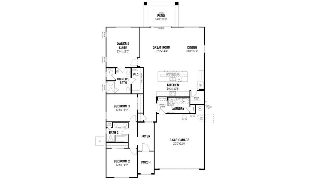 2D floor plan layout for the Aqua by Mattamy Homes in Rosewood Heights, San Tan Valley, AZ (Image 3).