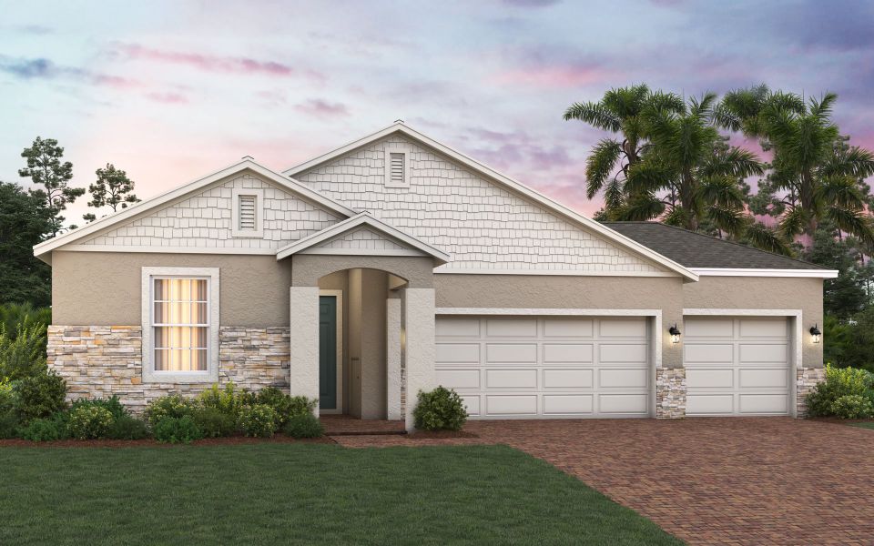 Hayden 3-Car Elevation 3 with Stone