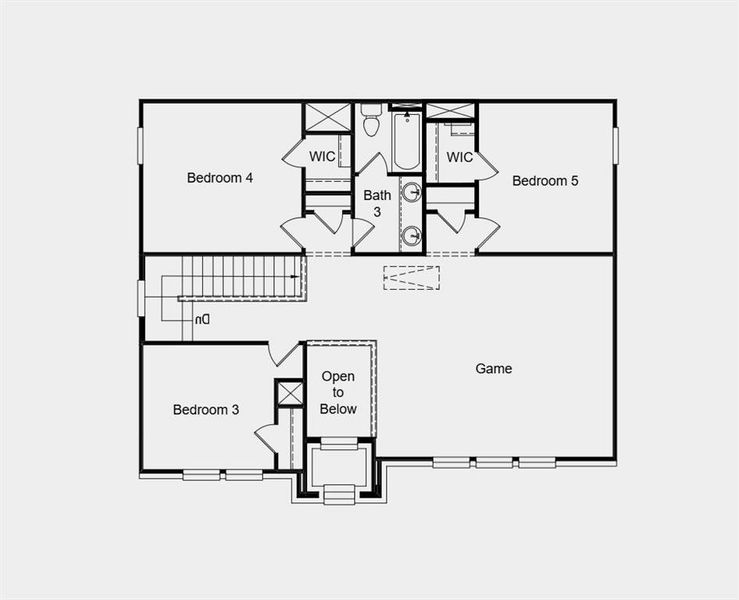 Second Floor Plan - Additional highlights include: covered back patio, gourmet kitchen with built-in appliances, window blinds, and quartz countertops