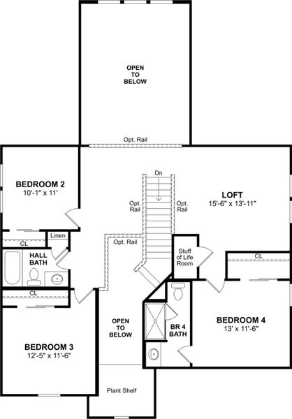 2D floor plan layout for the Omaha by K. Hovnanian® Homes in Gateway Parks, Forney, TX (Image 5).