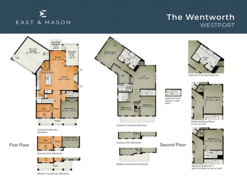 2D floor plan layout for the The Wentworth by RobuckHomes in East & Mason, Wilmington, NC (Image 5).