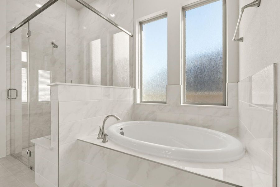 Garden tub & walk-in shower in Primary Bath