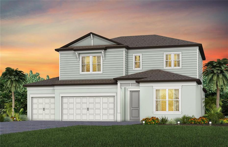 Front exterior of a new home in Waterset, Apollo Beach, FL, highlighting curb appeal (Image 1). Front exterior of a new home in Waterset, Apollo Beach, FL, highlighting curb appeal (Image 1).