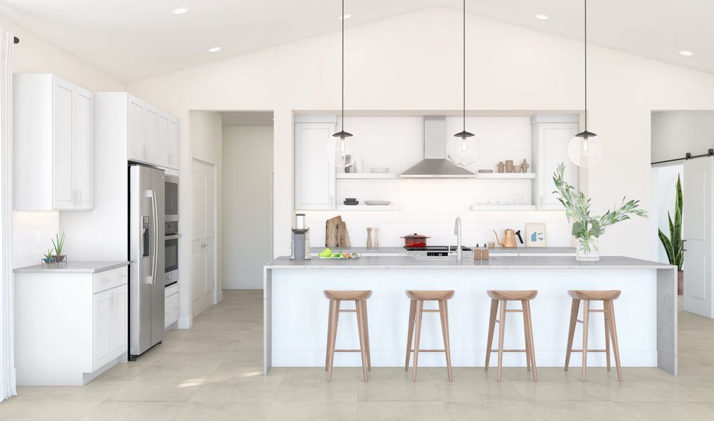 Kitchen with pendant lighting