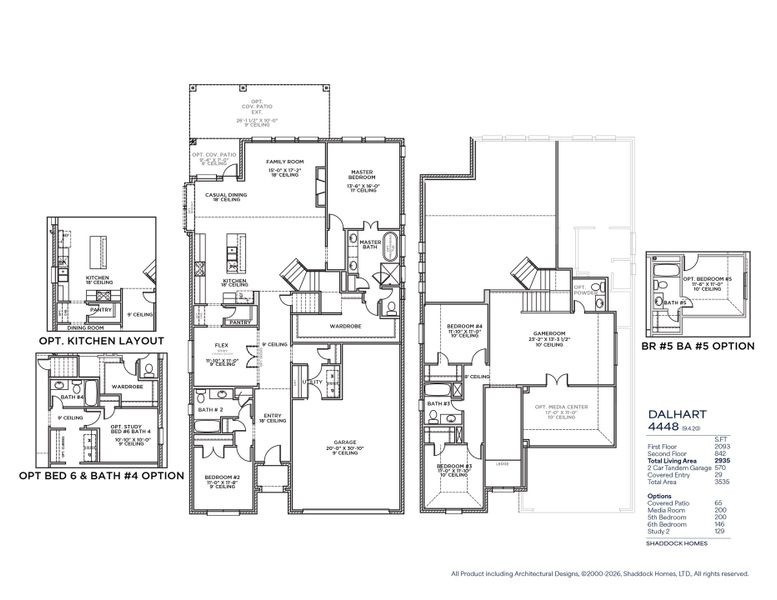 2D floor plan layout for the Dalhart - SH 4448 by Shaddock Homes in Devonshire, Forney, TX (Image 3).