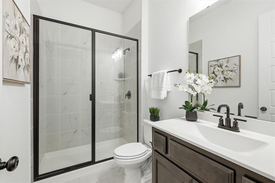Downstairs full bathroom that can be assigned to the guest bedroom downstairs. Downstairs full bathroom that can be assigned to the guest bedroom downstairs.