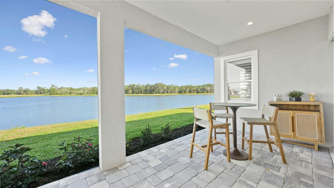 Exterior details and patio area of a home in Wildleaf Real Estate and Homes for Sale in Parrish, FL - Neal Communities, Parrish (Image 3).