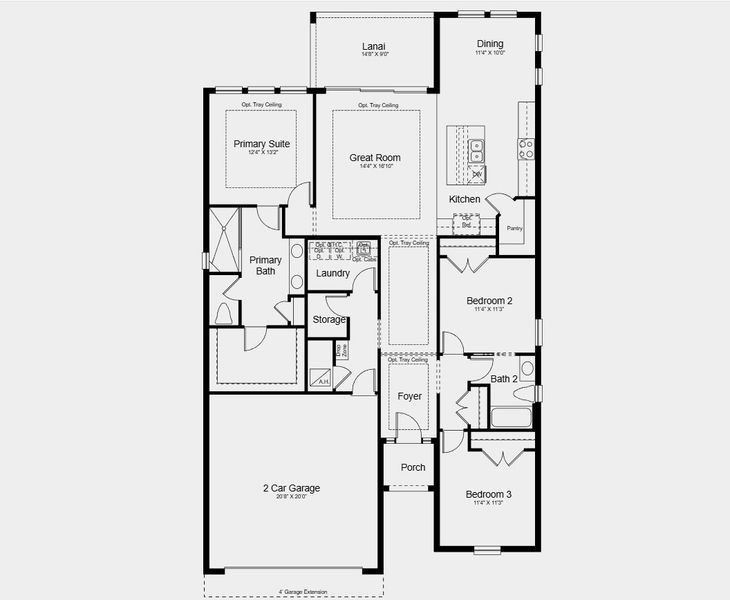 2D floor plan layout for the Sereno by Taylor Morrison in Esplanade at Wellen Park, Englewood, FL (Image 3). 2D floor plan layout for the Sereno by Taylor Morrison in Esplanade at Wellen Park, Englewood, FL (Image 3).