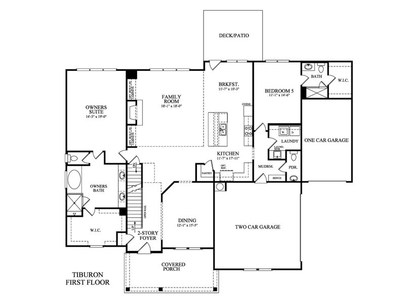 2D floor plan layout for the Tiburon by Peachtree Residential in White Post on Lake Lanier, Gainesville, GA (Image 3).