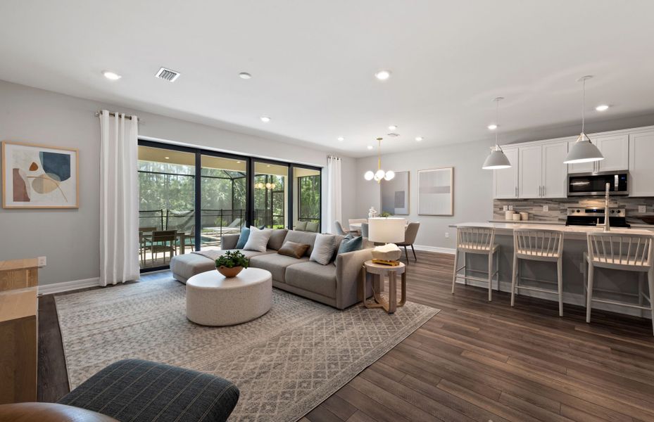 Open-concept gathering room