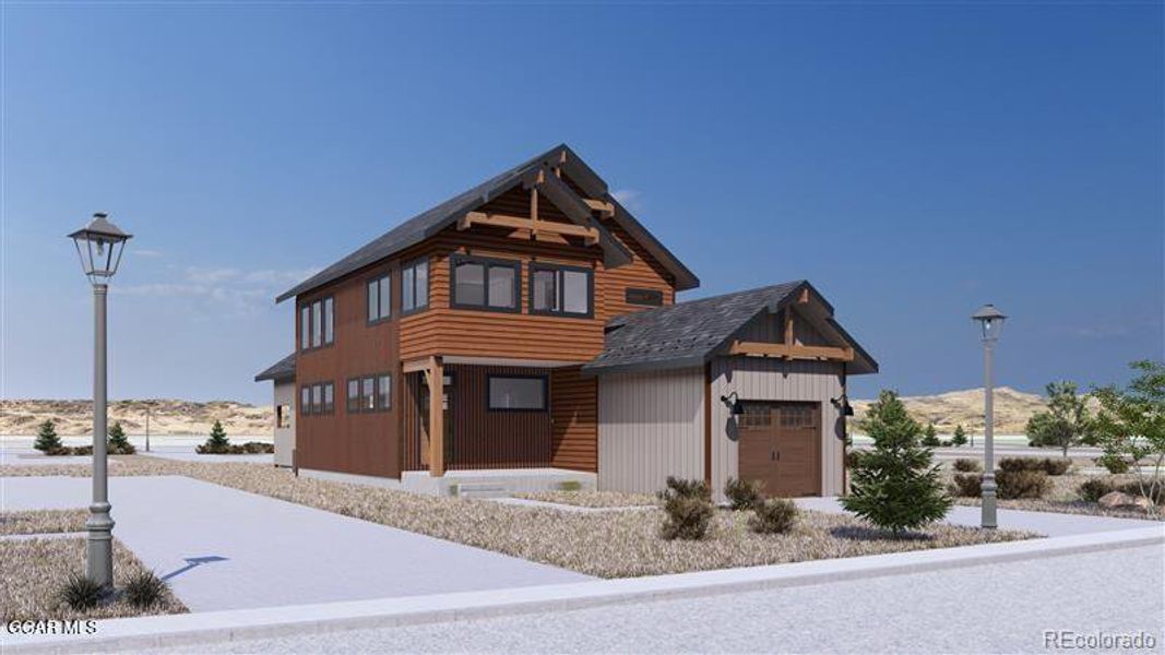 Front exterior of a new home in , Granby, CO, highlighting curb appeal (Image 15). Front exterior of a new home in , Granby, CO, highlighting curb appeal (Image 15).