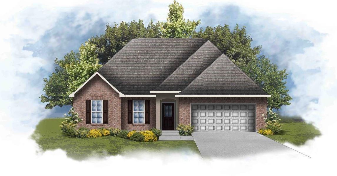 Exterior rendering of this home design in Little Cypress Grove, Orange, TX (Image 1). Exterior rendering of this home design in Little Cypress Grove, Orange, TX (Image 1).