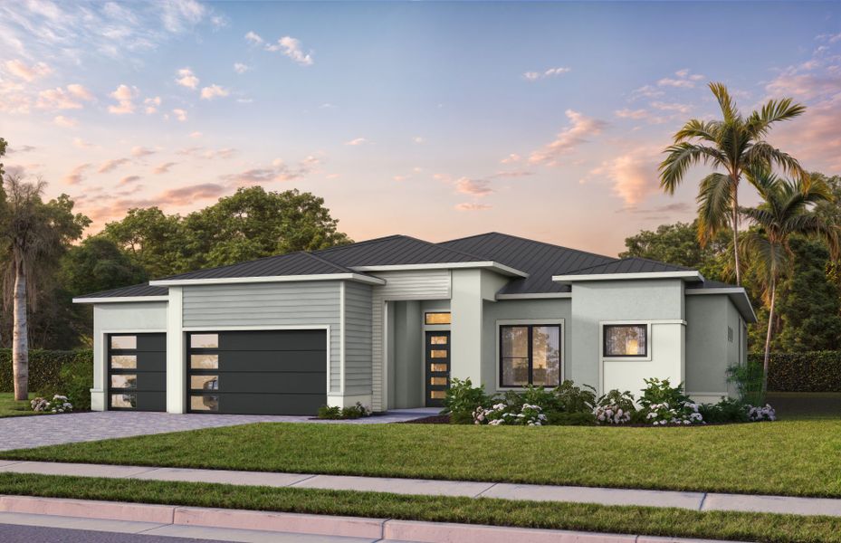 Representative exterior photo of a completed home built from the Oakley by DiVosta in Amara, Lake Worth, FL (Image 21). Representative exterior photo of a completed home built from the Oakley by DiVosta in Amara, Lake Worth, FL (Image 21).