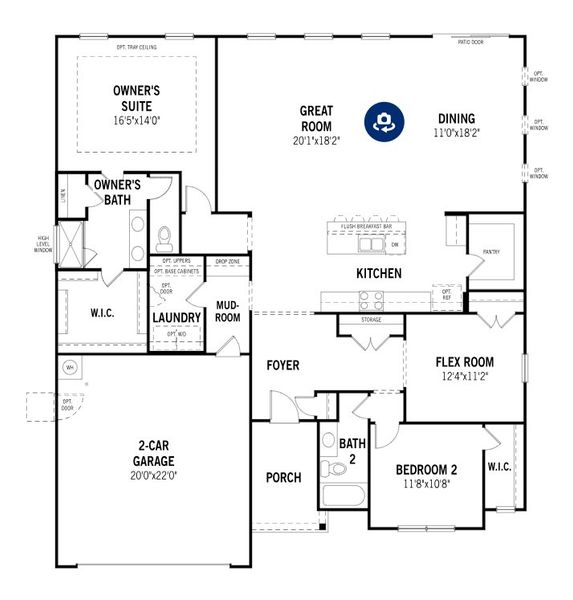 2D floor plan layout for the Allegheny by Mattamy Homes in Clarabella, Fuquay Varina, NC (Image 5).