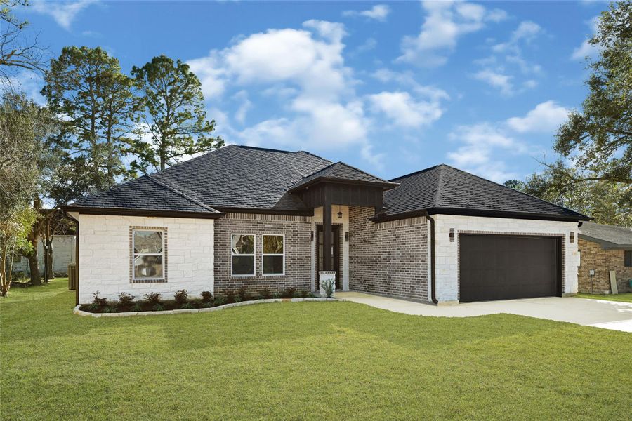 Front exterior of a new home in , Prairie View, TX, highlighting curb appeal (Image 22). Front exterior of a new home in , Prairie View, TX, highlighting curb appeal (Image 22).