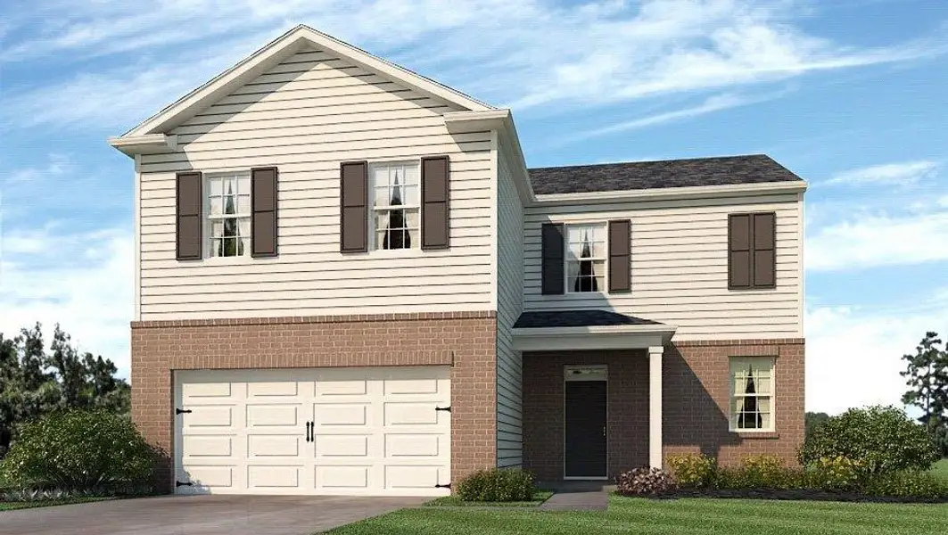 Representative exterior photo of a completed home built from the Flora by D.R. Horton in Aurora Creek, Dallas, GA (Image 1). Representative exterior photo of a completed home built from the Flora by D.R. Horton in Aurora Creek, Dallas, GA (Image 1).