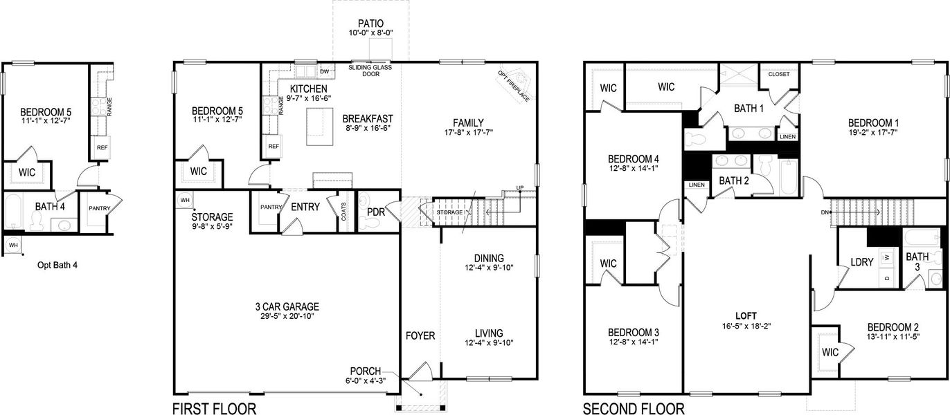 2D floor plan layout for the Mansfield by D.R. Horton in The Hideaway at Fox Meadows, Bluff City, TN (Image 3).