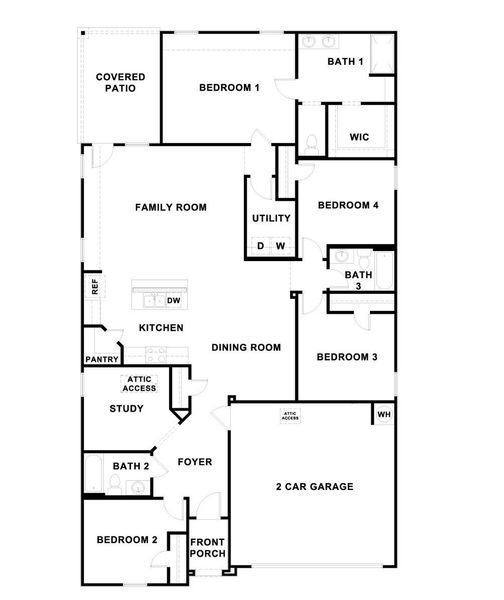 4 bedroom, 3 full bath with study