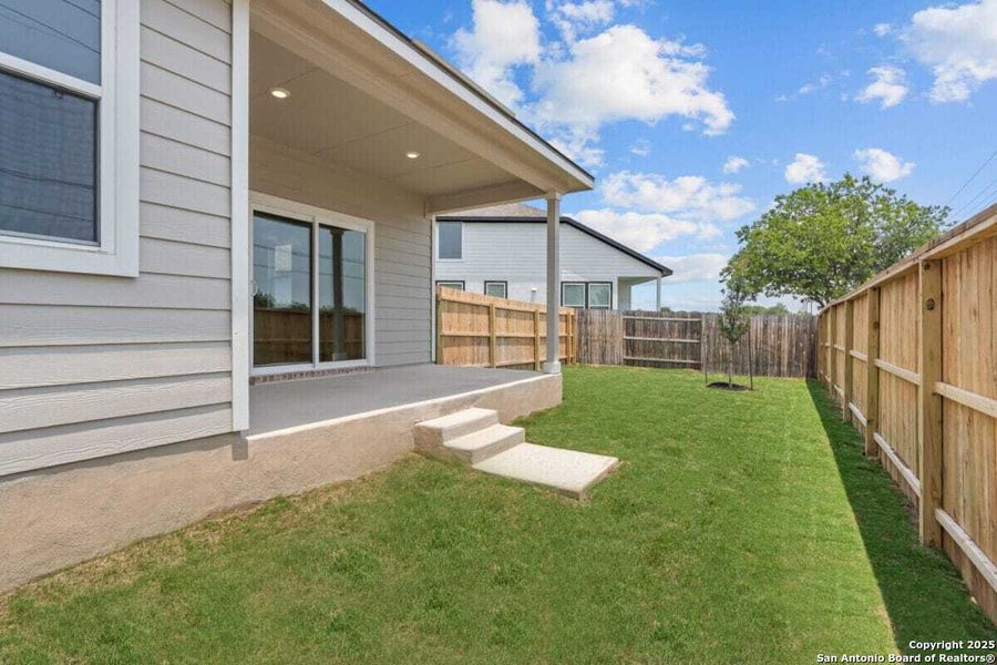 Exterior details and patio area of a home in August Fields, New Braunfels (Image 2).