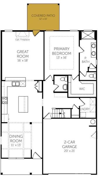 Main Floor Layout. Fireplace is included. No coffered ceiling in dining or tray ceiling in primary. No sink in the laundry or garage service door.