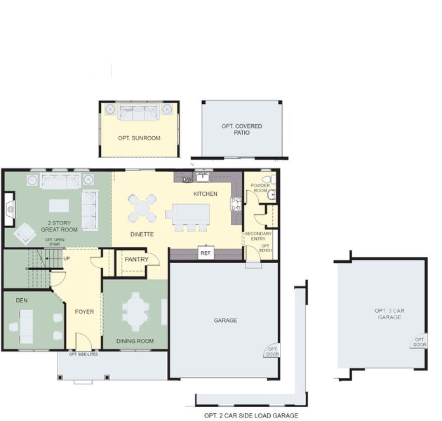 2D floor plan layout for the The Cambridge by Forbes Capretto Homes in Wheatfield Crossing, North Tonawanda, NY (Image 4).