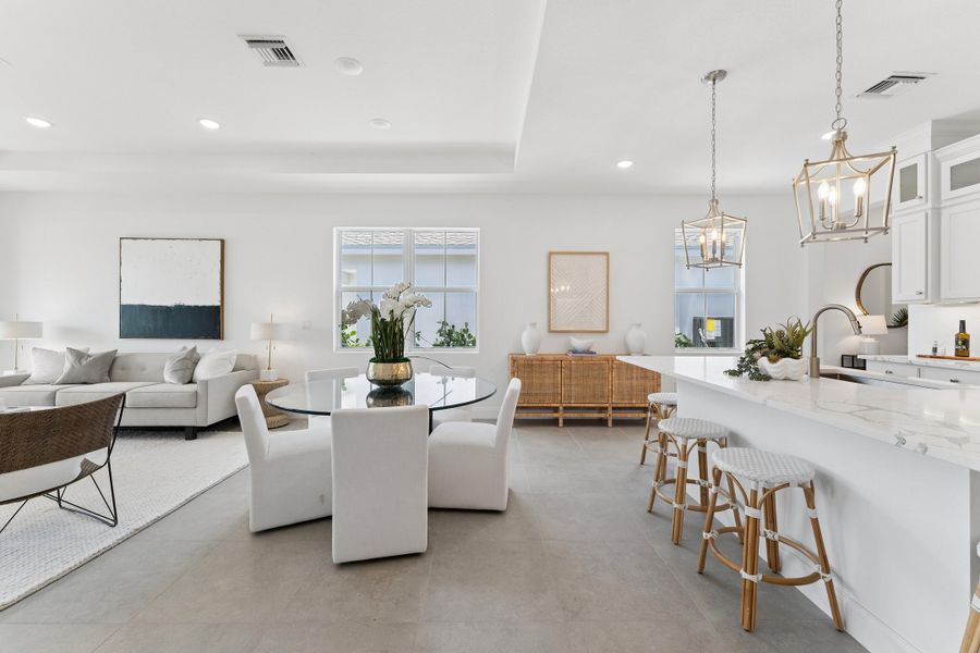 Kitchen, Great Room & Dining Area