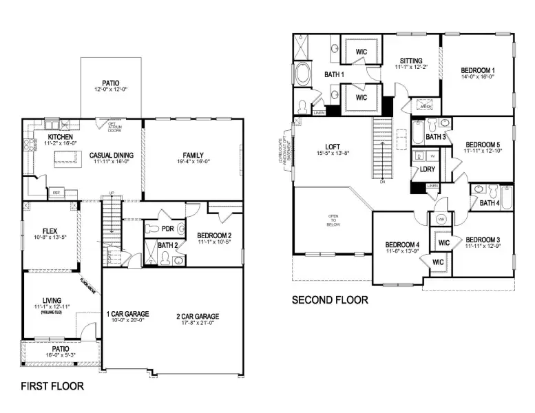 2D floor plan layout for the Greyton by D.R. Horton in Grandview at Lanier, Dawsonville, GA (Image 3).