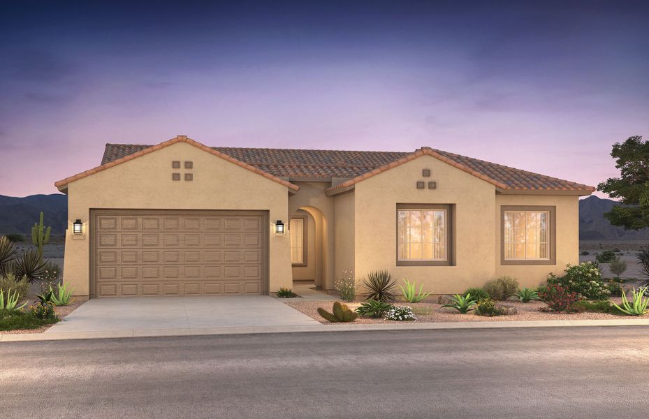 Representative exterior photo of a completed home built from the Ravenna by Pulte Homes in Vistoso Canyon Estates, Oro Valley, AZ (Image 1).