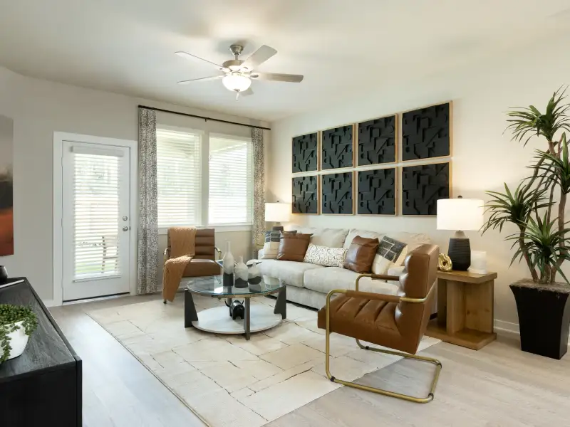 Furnished interior view inside a new home in Granger Pointe - Traditional Series, Conroe (Image 8). Furnished interior view inside a new home in Granger Pointe - Traditional Series, Conroe (Image 8).