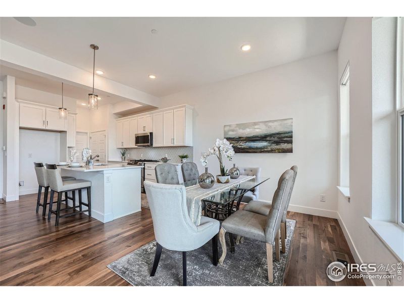 Dining space with option to add your own light fixture.