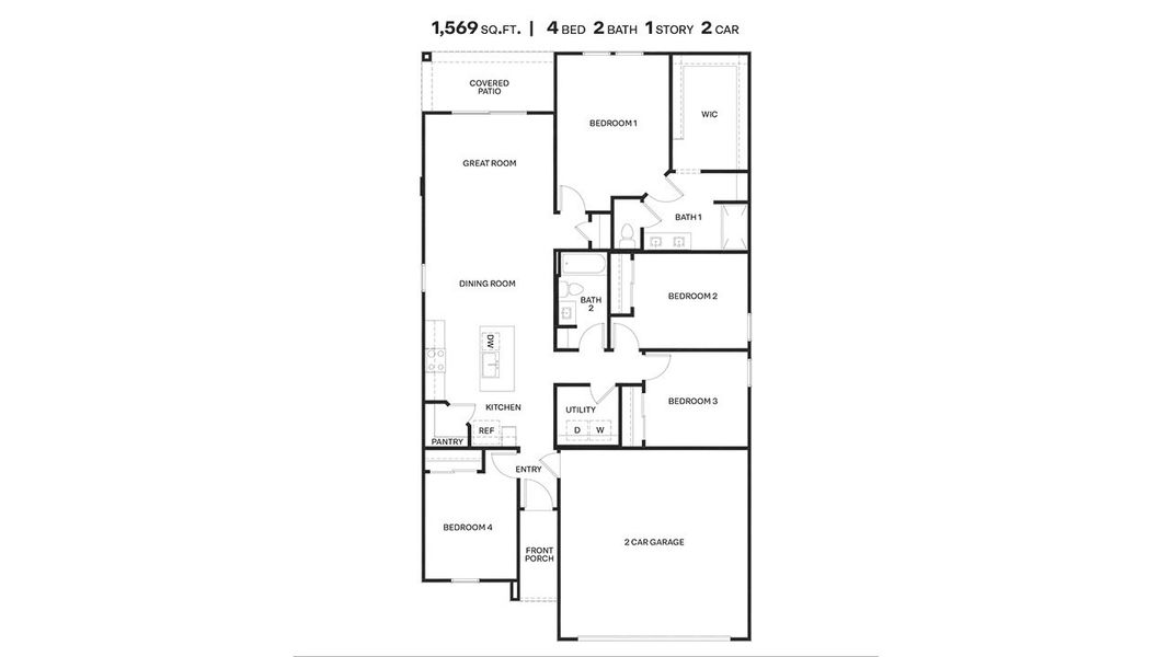 2D floor plan layout for the Dalton by D.R. Horton in The Oasis at Rocking K, Vail, AZ (Image 3).