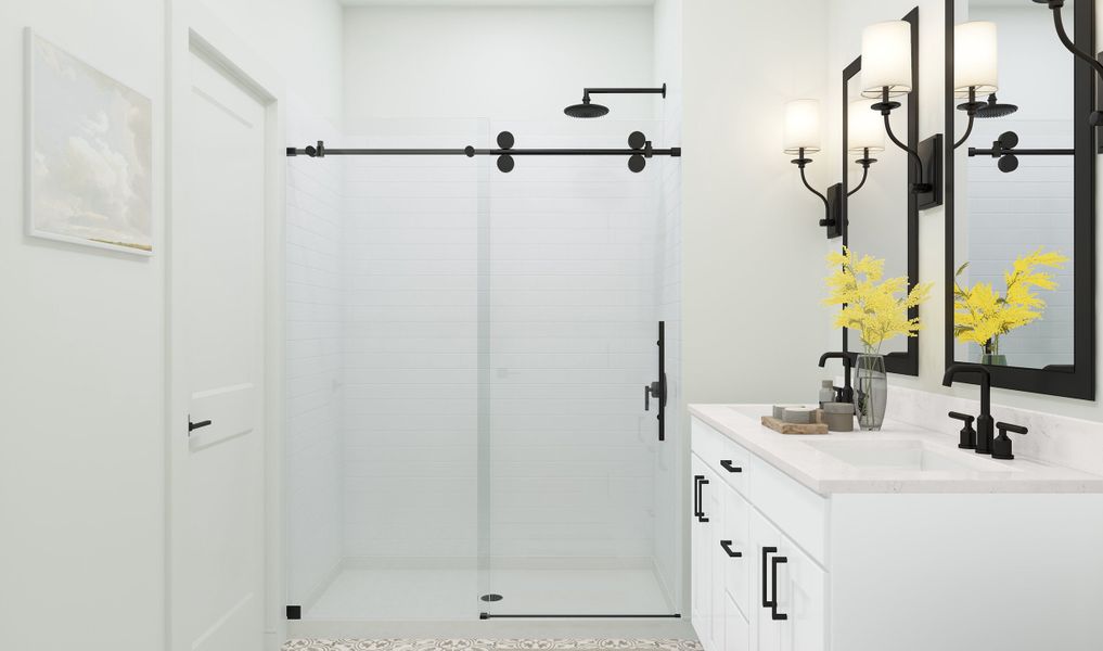 Primary bath with glass shower enclosure Primary bath with glass shower enclosure