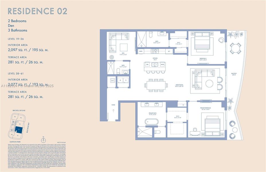 2D floor plan layout of this home in Cipriani Residences Miami, Miami, FL (Image 4).